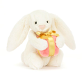 Load image into Gallery viewer, JELLYCAT BASHFUL BUNNY WITH PRESENT LITTLE CREAM 8X9X18CM