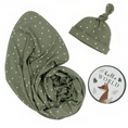 Load image into Gallery viewer, LIVING TEXTILES HELLO WORLD GIFT SET - OLIVE SPOTS