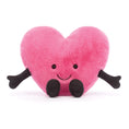 Load image into Gallery viewer, JELLYCAT AMUSEABLE PINK HEART LARGE HOT PINK & BLACK 7X19X17CM