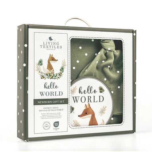 Living Textiles Newborn Gift Set-Hello World Gift Set