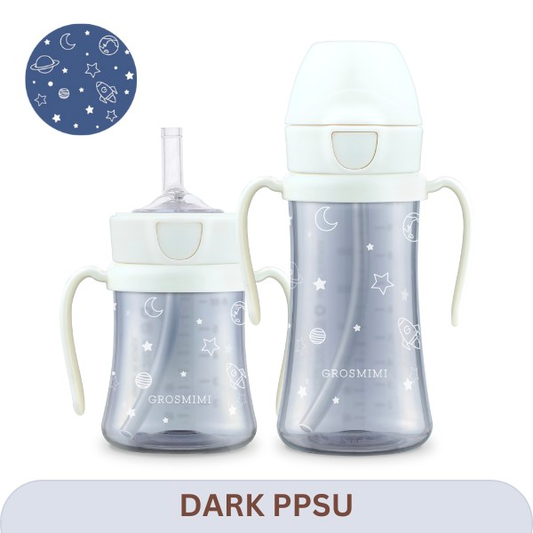 Grosmimi Space PPSU Straw Cup 200ml/300ml(White) 6M+