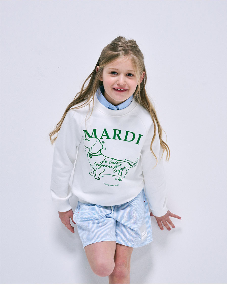Mardi  kids sweatshirt the tail ddanji white green