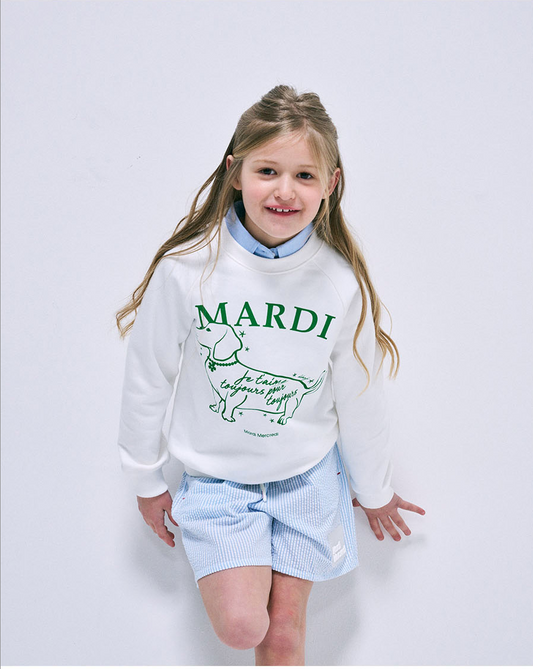 Mardi  kids sweatshirt the tail ddanji white green