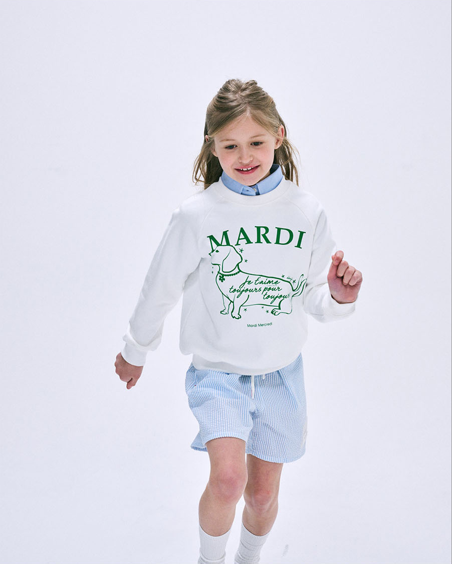 Mardi  kids sweatshirt the tail ddanji white green