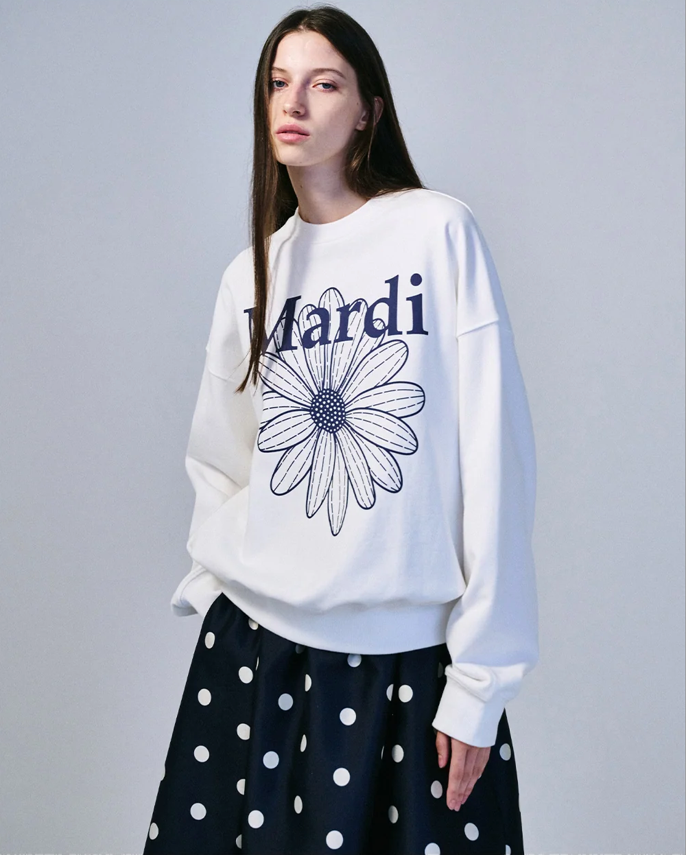 Mardi swearshirt flower white navy