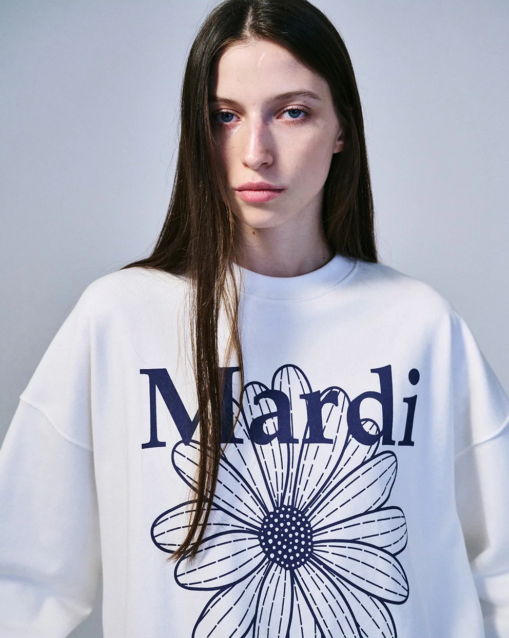 Mardi swearshirt flower white navy