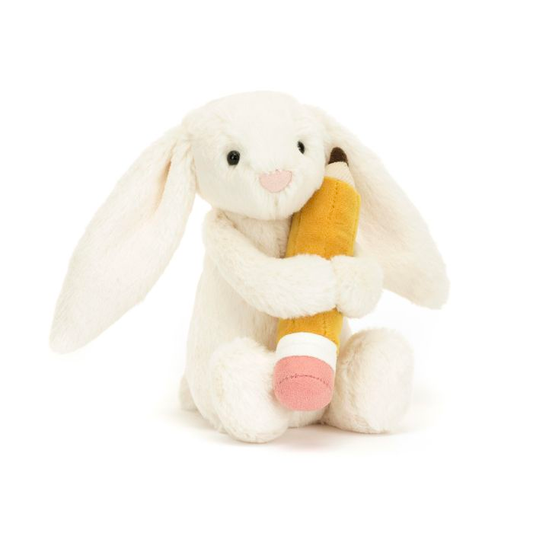 JELLYCAT BASHFUL BUNNY WITH PENCIL CREAM 8X9X18CM