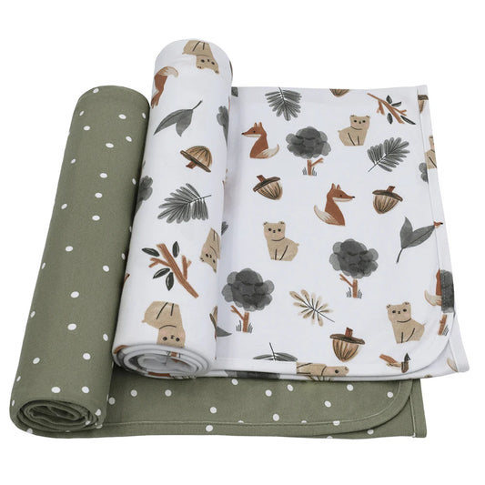 Living Textiles 2-Pack Jersey Swaddle Wraps｜Forest Retreat