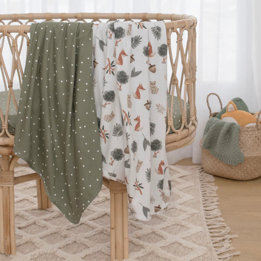Living Textiles 2-Pack Jersey Swaddle Wraps｜Forest Retreat
