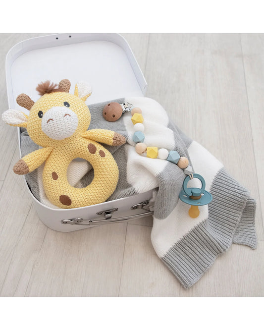 Noah the Giraffe Knitted Rattle