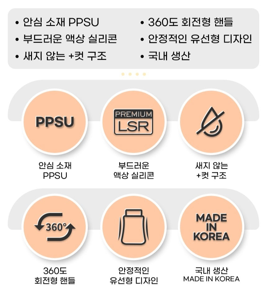 GROSMIMI PPSU STRAW CUP 200ML/300ML PEACH