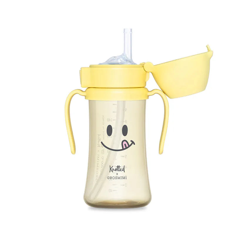 Grosmimi Knotted  Yellow Smile Cup 200ml/300ml PPSU 6M+