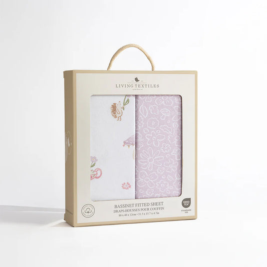 Living Textiles Organic Jersey 2pk Bassinet Fitted Sheets - Whimsical Wonderland