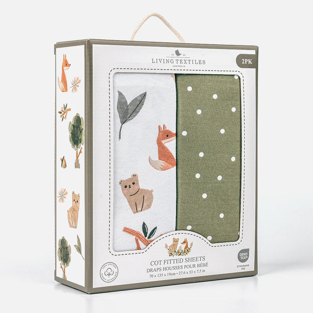 Living Textiles Cot Fitted Sheet 2pk