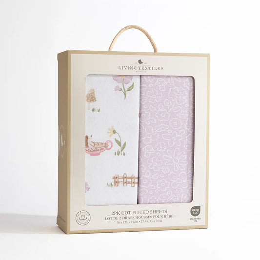 Living Textiles Cot Fitted Sheet 2pk