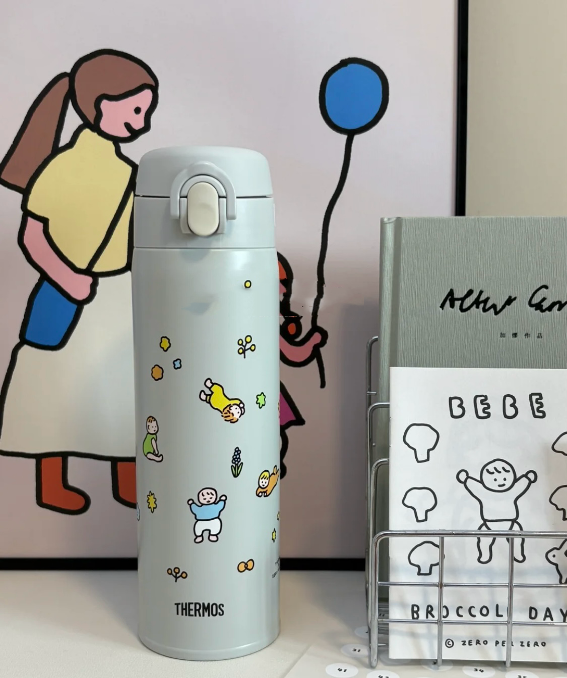 THERMOS × zeroperzero Limited Edition Bottle｜Jumping Kids – Grey 500ml