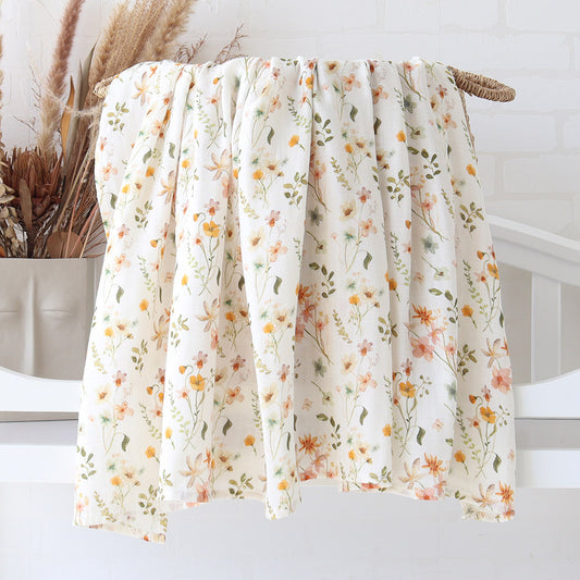 Baby Muslin Swaddle Blanket Bamboo Cotton Whispering Meadow
