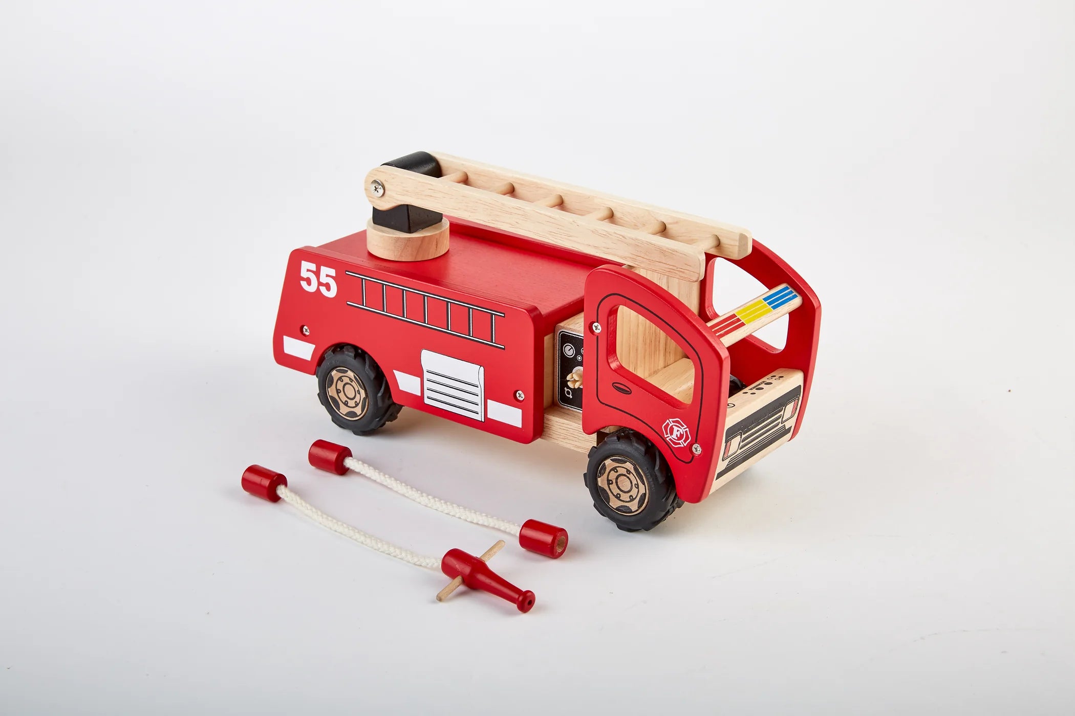 Small Wooden Fire Engine  Pin Toy