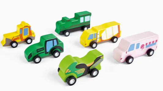 Wooden Vehicle Set of 6 Pin Toy