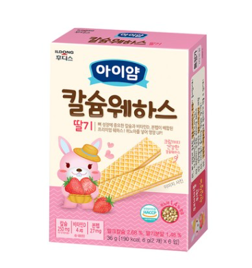 ILDONG FOODIS STRAWBERRY WAFERS 일동후디스 아이얌 웨하스 딸기 36g