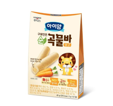 ILDONG FOODIS GRAIN BAR CARROT 아이얌 구워만든 순곡물바 당근맛 40g
