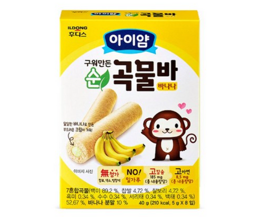 ILDONG FOODIS GRAIN BAR BANANA 아이얌 구워만든 순곡물바 바나나맛 40G