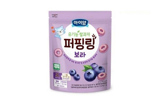ILDONG FOODIS RICE SNACK RING BLUEBERRY 아이얌 퍼핑링 쌀과자 블루베리 (보라) 40G