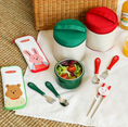 Load image into Gallery viewer, DAILYLIKE Round Stainless Steel 2-Tier Lunch Box Set – [Red / Green]
