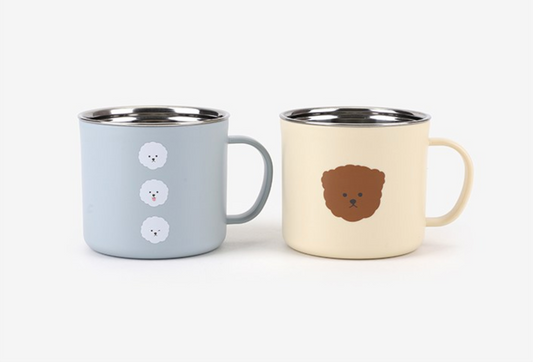 DAILYLIKE Stainless Steel Mug Cup 300ml – 2pc Set (Bichon & Poodle)