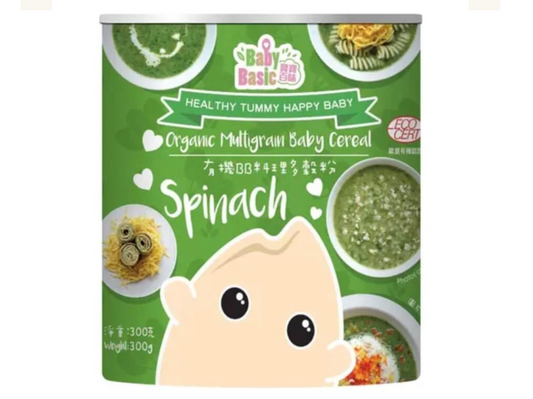 BABY BASIC ORGANIC MULTIGRAIN BABY CEREAL - SPINACH