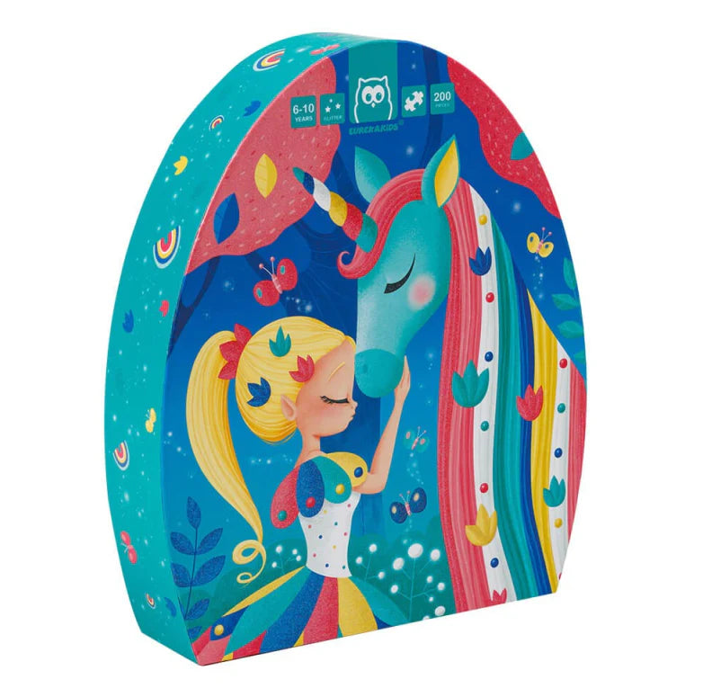 EurekaKids Unicorn Girl Glitter Puzzle 200pc 6yrs+