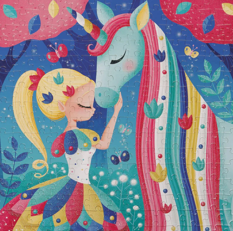 EurekaKids Unicorn Girl Glitter Puzzle 200pc 6yrs+