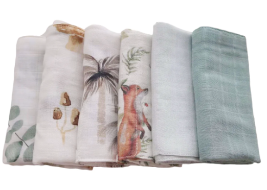 Angioletto 6 Pack Baby Muslin Wash Cloth Flower/Bamboo