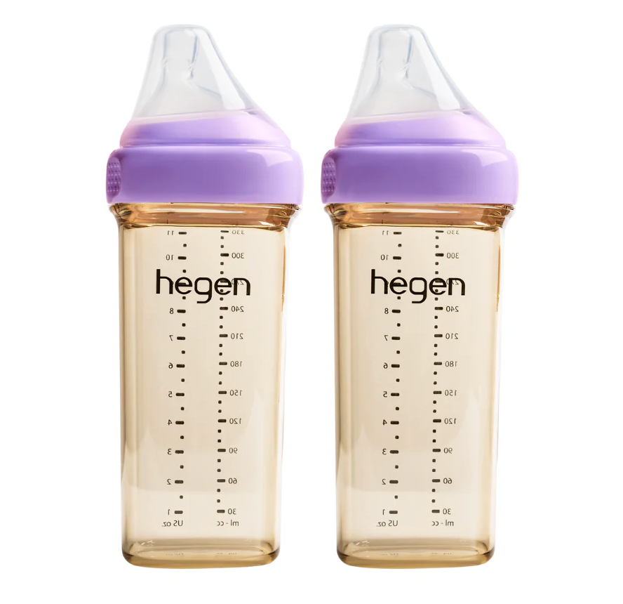 Hegen PCTO™ 330ml Feeding Bottle PPSU, 2-Pack PURPLE with 2x Fast Flow Teats (6 months and beyond)