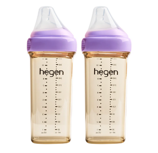 Hegen PCTO™ 330ml Feeding Bottle PPSU, 2-Pack PURPLE with 2x Fast Flow Teats (6 months and beyond)