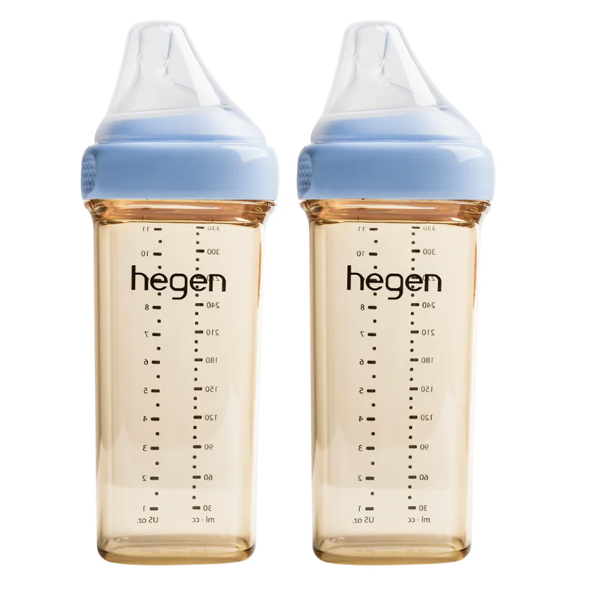 Hegen PCTO™ 330ml Feeding Bottle PPSU, 2-Pack BLUE with 2x Fast Flow Teats (6 months and beyond)