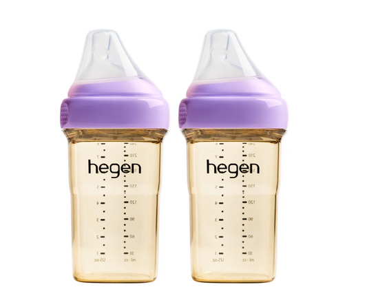 Hegen PCTO™ 240ml Feeding Bottle PPSU, 2-Pack PURPLE with 2x Medium Flow Teats (3 to 6 months)