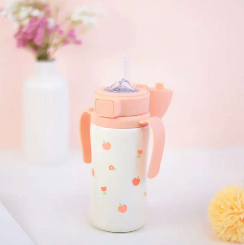 Grosmimi stainless straw cup 200ml/300ml Peach Flower