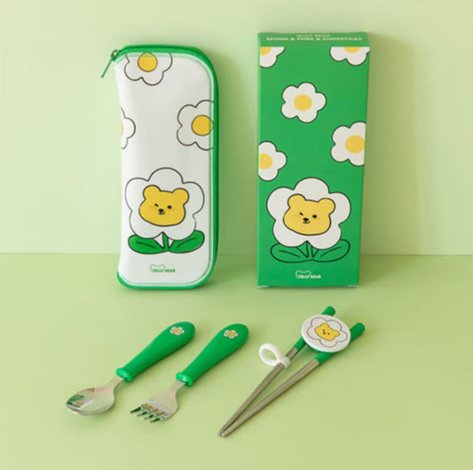 DAILYLIKE NEW Cutie Jelly Bear Spoon & Fork Set 💚 데일리라이크 큐티 젤리베어 스푼포크 세트