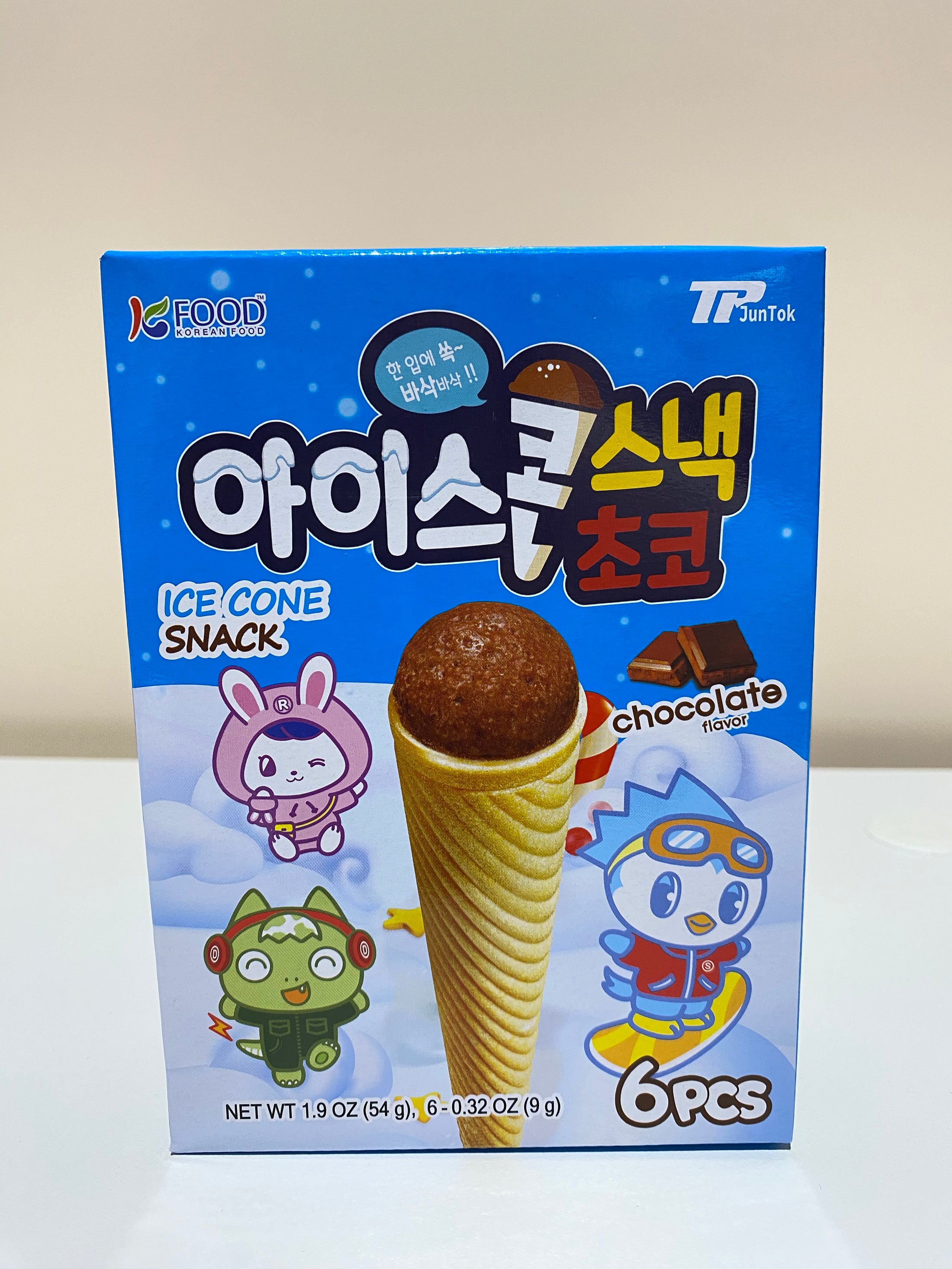 BASRAQ PORORO CONE SNACK CHOCO [바스락] 뽀로로 아이스콘 스낵 초콜릿맛 6P