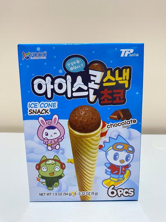 BASRAQ PORORO CONE SNACK CHOCO [바스락] 뽀로로 아이스콘 스낵 초콜릿맛 6P