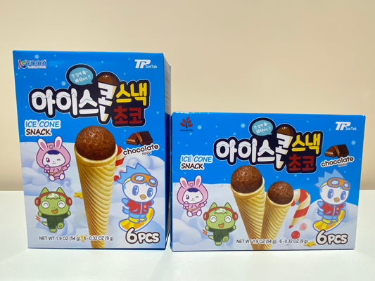 BASRAQ PORORO CONE SNACK CHOCO [바스락] 뽀로로 아이스콘 스낵 초콜릿맛 6P