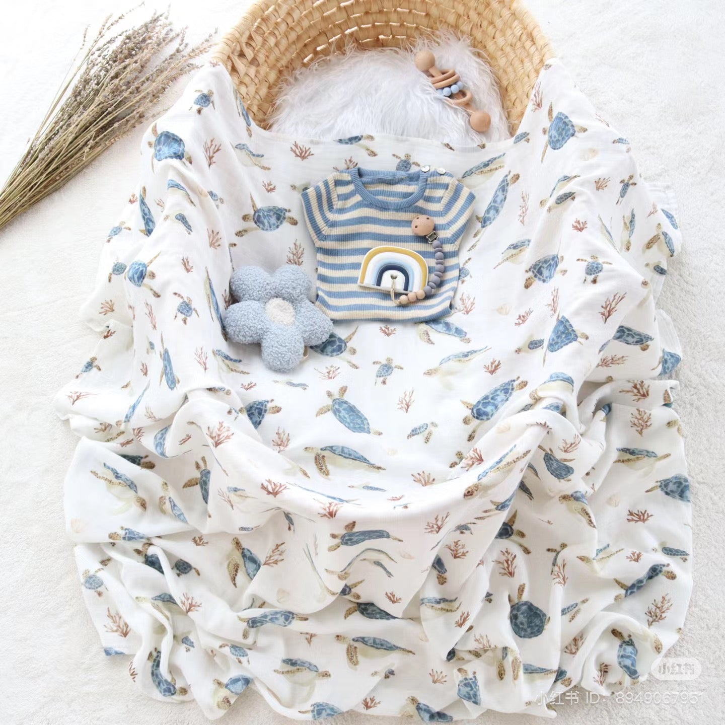 Reversible Swaddle Knitted Waffle Baby Muslin Blanket