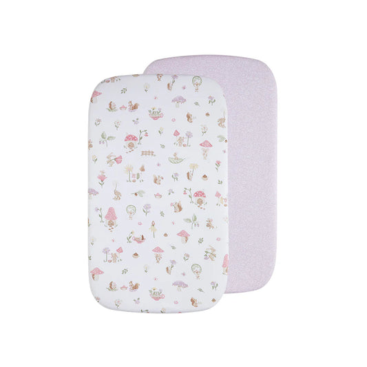 Living Textiles Organic Jersey 2pk Bassinet Fitted Sheets - Whimsical Wonderland