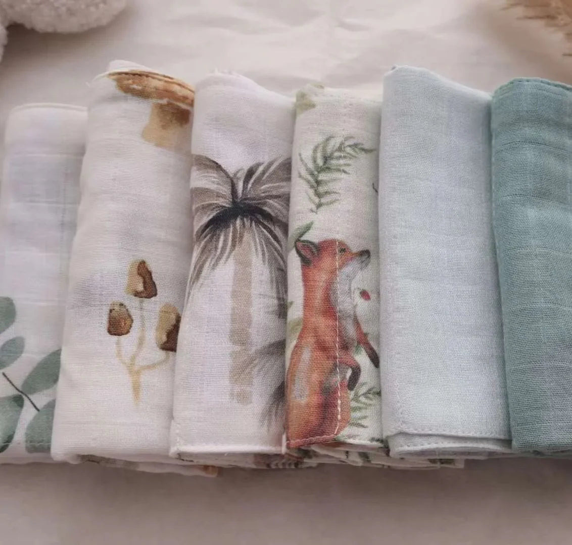Angioletto 6 Pack Baby Muslin Wash Cloth Flower/Bamboo